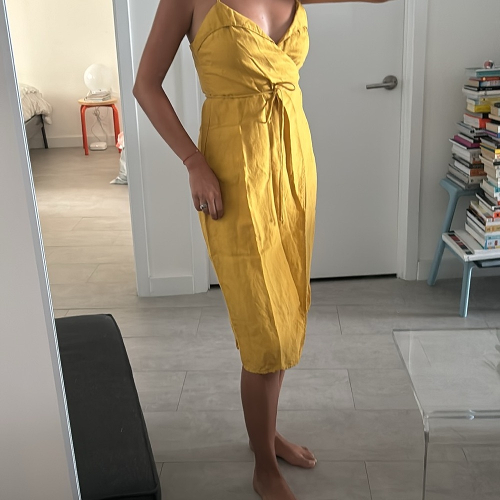 Reformation yellow dress.